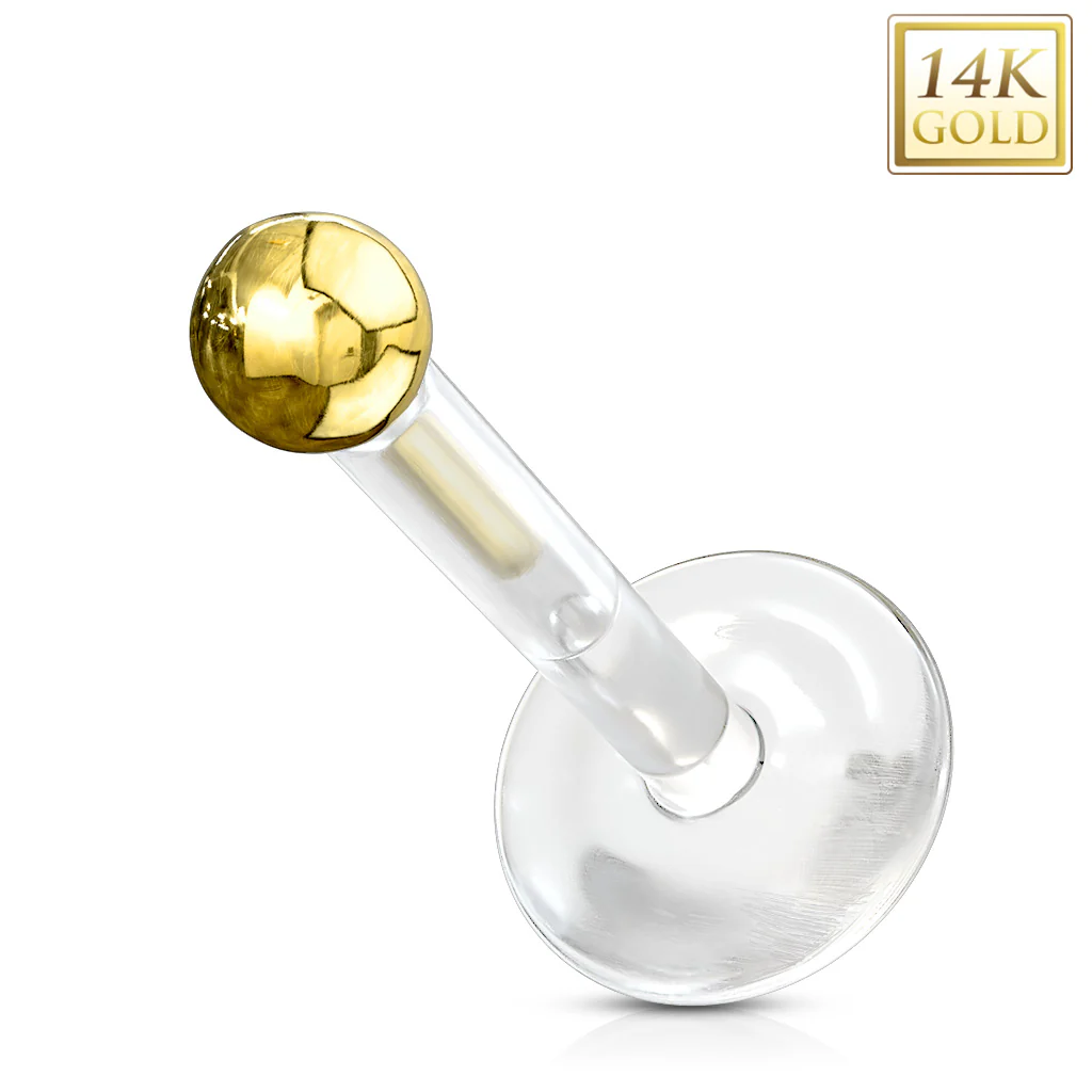 14K Solid Gold Ball Top PTFE Flex Shaft Labret Monroe Cartilage - Image 5