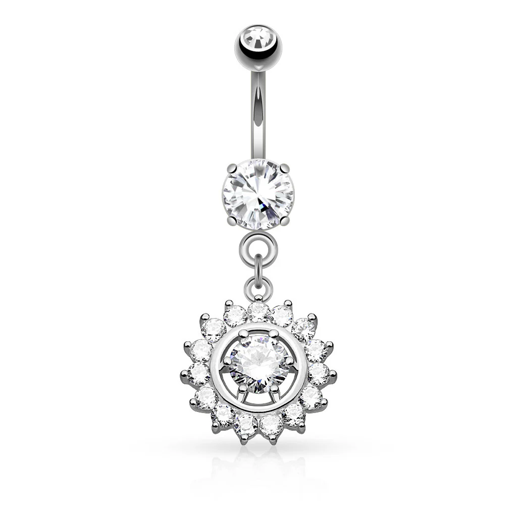 Claw Set CZ Dangle Surgical Steel Belly Button Navel Rings - Image 4