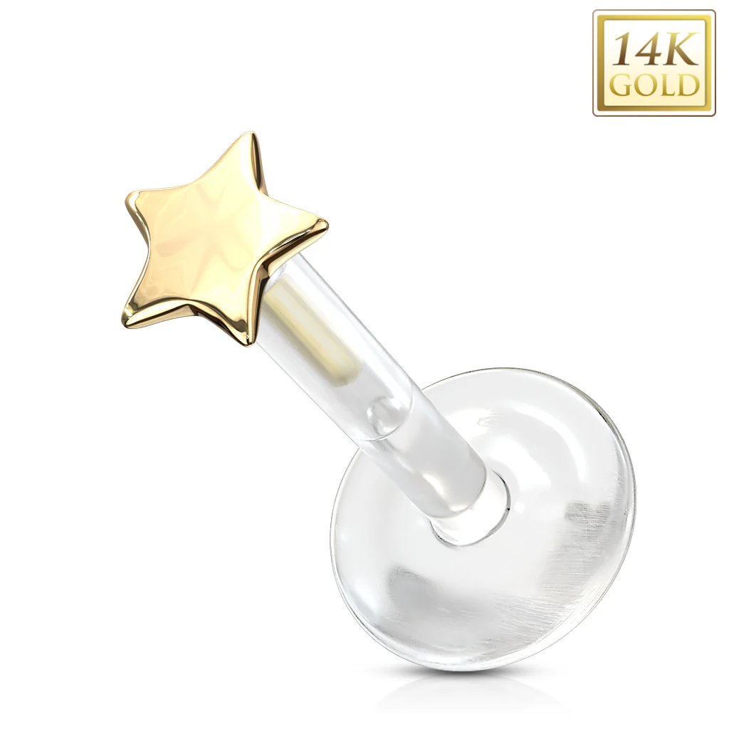 14K Solid Gold Star Bio Flex Shaft Labret Monroe Cartilage - Image 5