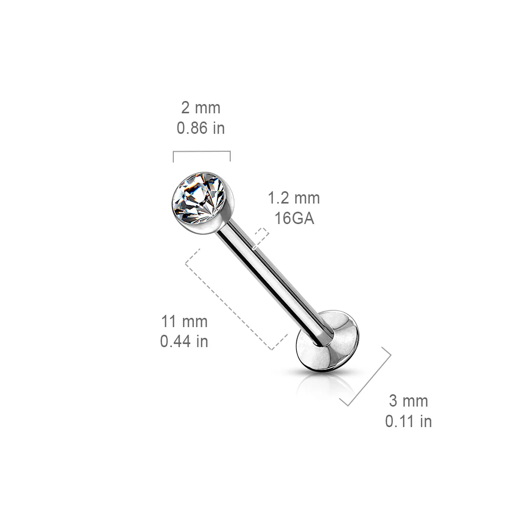 Push In Top CZ Ball Threadless Labret Ear Cartilage Daith Helix Tragus - Image 3