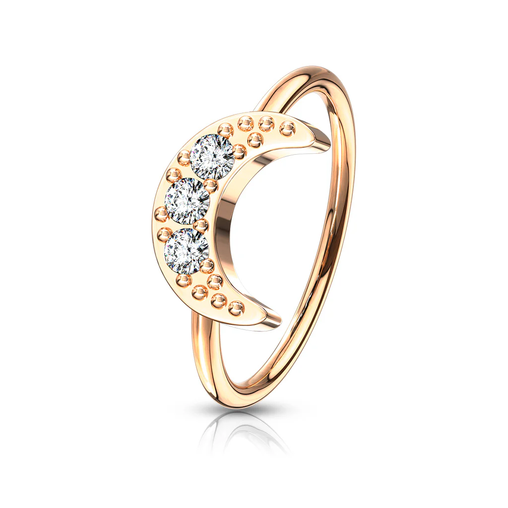 CZ Crescent Moon Ear Cartilage Daith Tragus Helix Earrings Hoop Nose Rings - Image 6