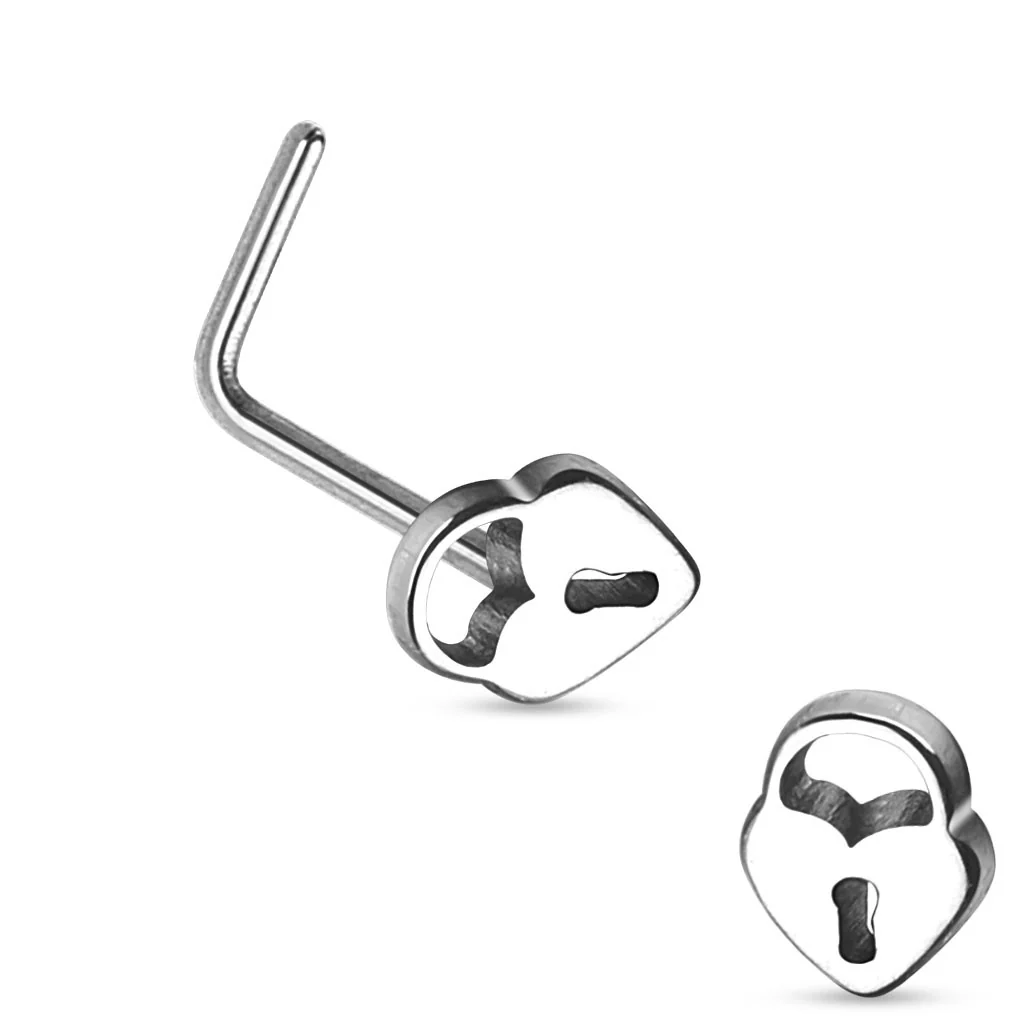 Heart Lock Top 316L Surgical Steel Nose Studs - Image 4