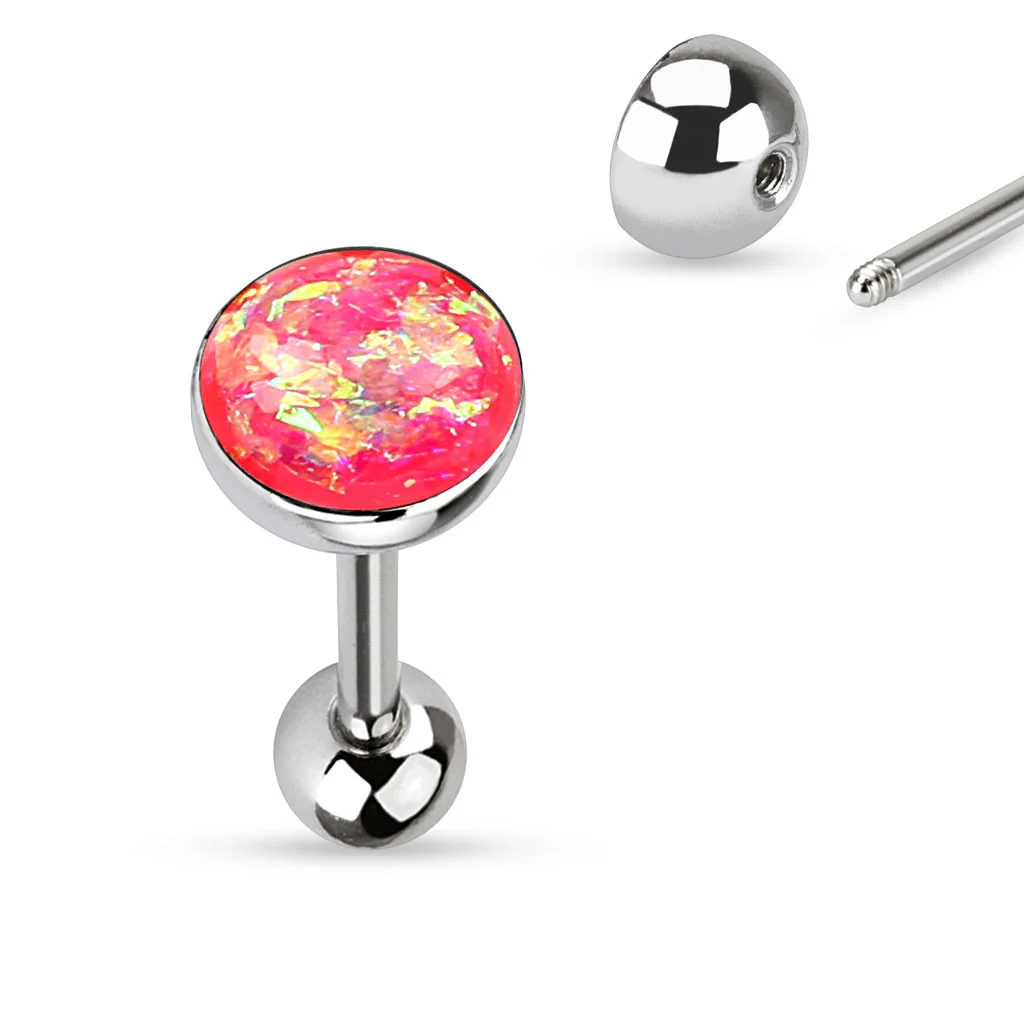 Opal Glitter Set 316L Surgical Steel Tongue Ring - Image 3