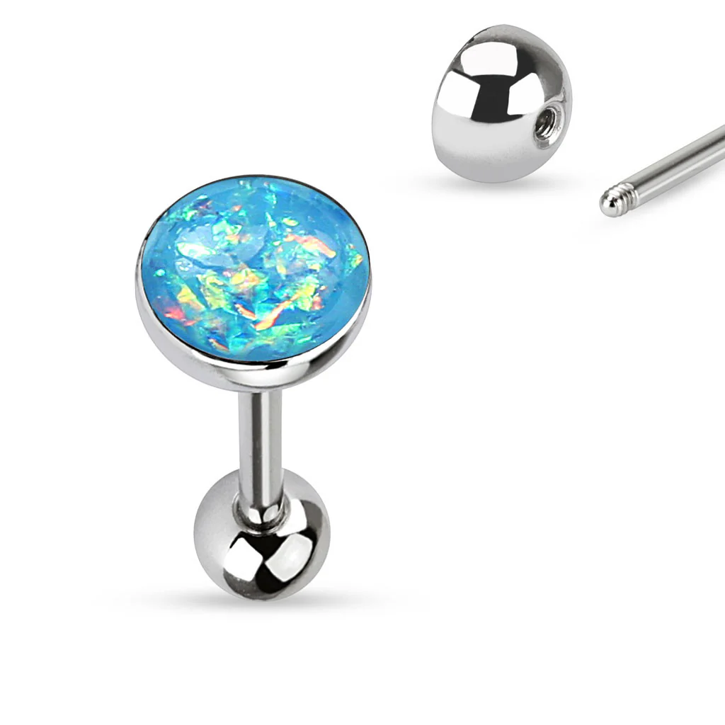 Opal Glitter Set 316L Surgical Steel Tongue Ring - Image 4
