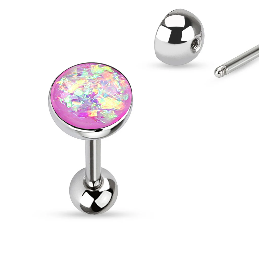 Opal Glitter Set 316L Surgical Steel Tongue Ring - Image 6