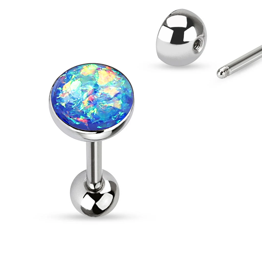 Opal Glitter Set 316L Surgical Steel Tongue Ring - Image 7