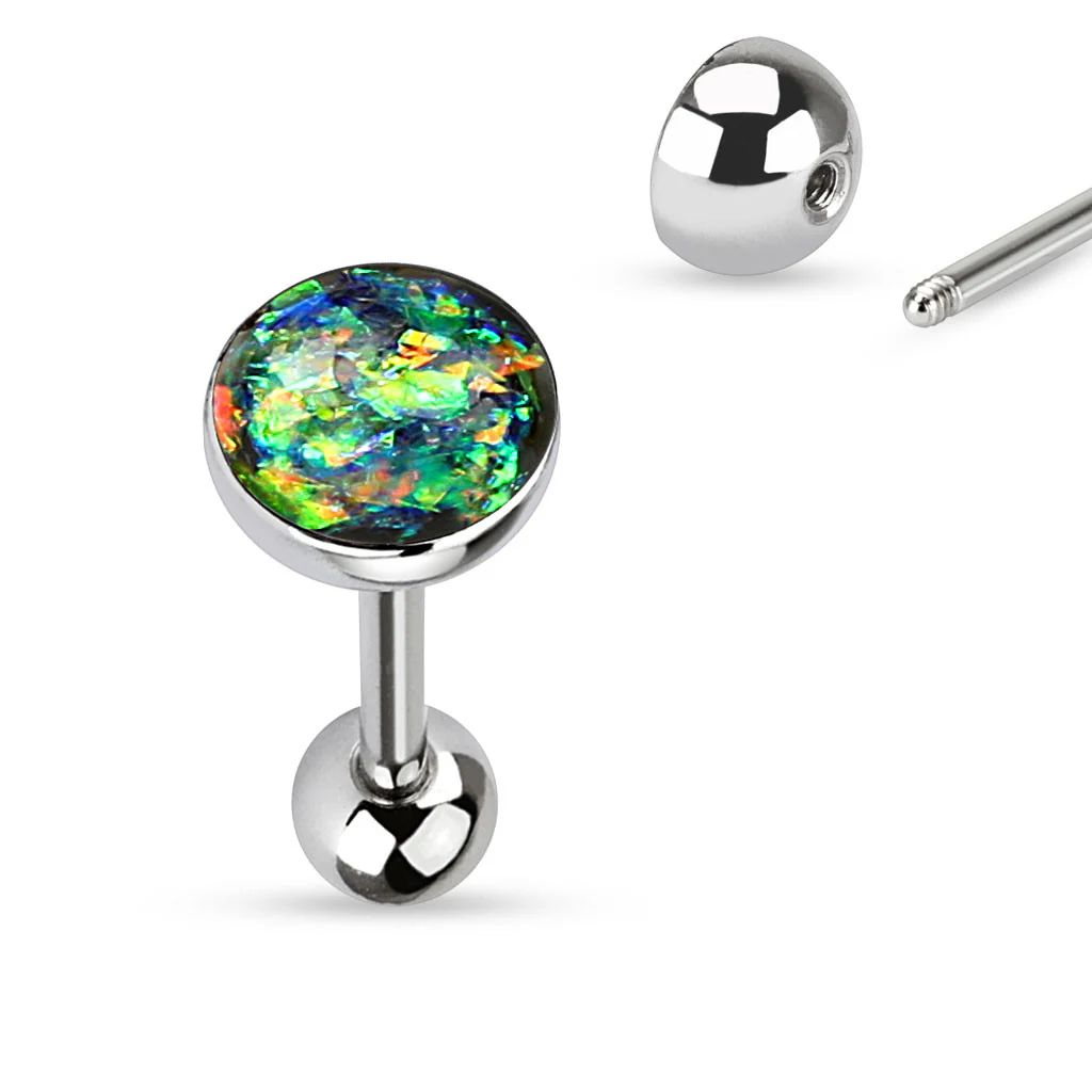 Opal Glitter Set 316L Surgical Steel Tongue Ring - Image 8