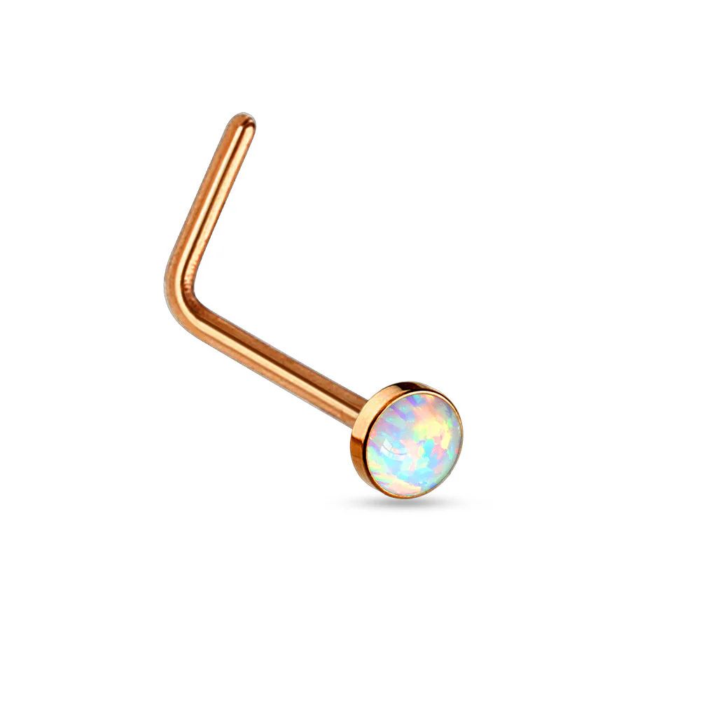 Value Pack 3 pcs Synthetic Opal "L" Bend Nose Stud Rings - Image 4