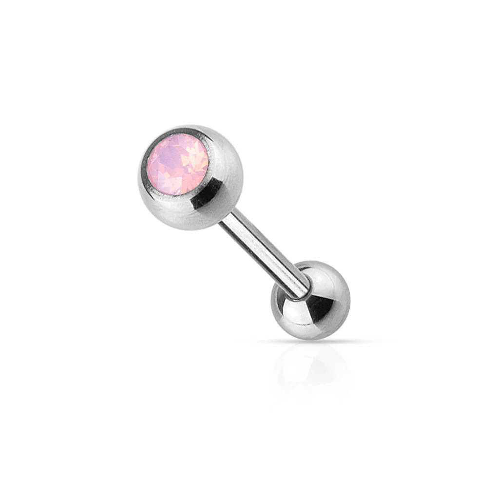Opalite Gem Top 316L Surgical Steel Tongue Ring - Image 3