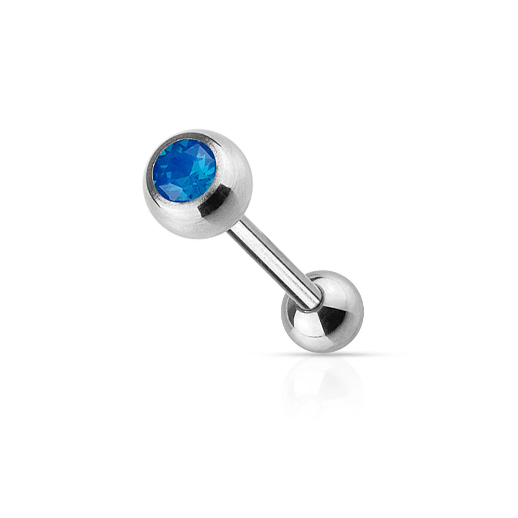 Opalite Gem Top 316L Surgical Steel Tongue Ring - Image 5