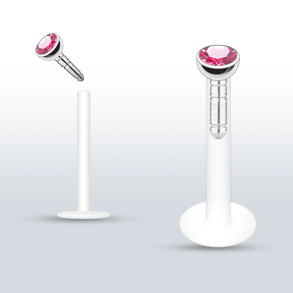 PTFE Flex Push-in Labret/Monroe W/Press Fit Gem Stone - Image 8
