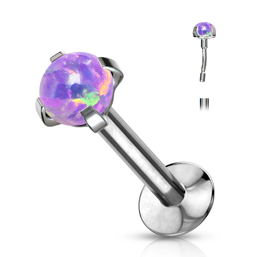 Push In Prong Set Opal Top Threadless Stud For Lip Labret Ear Cartilage Helix 20G - Image 7