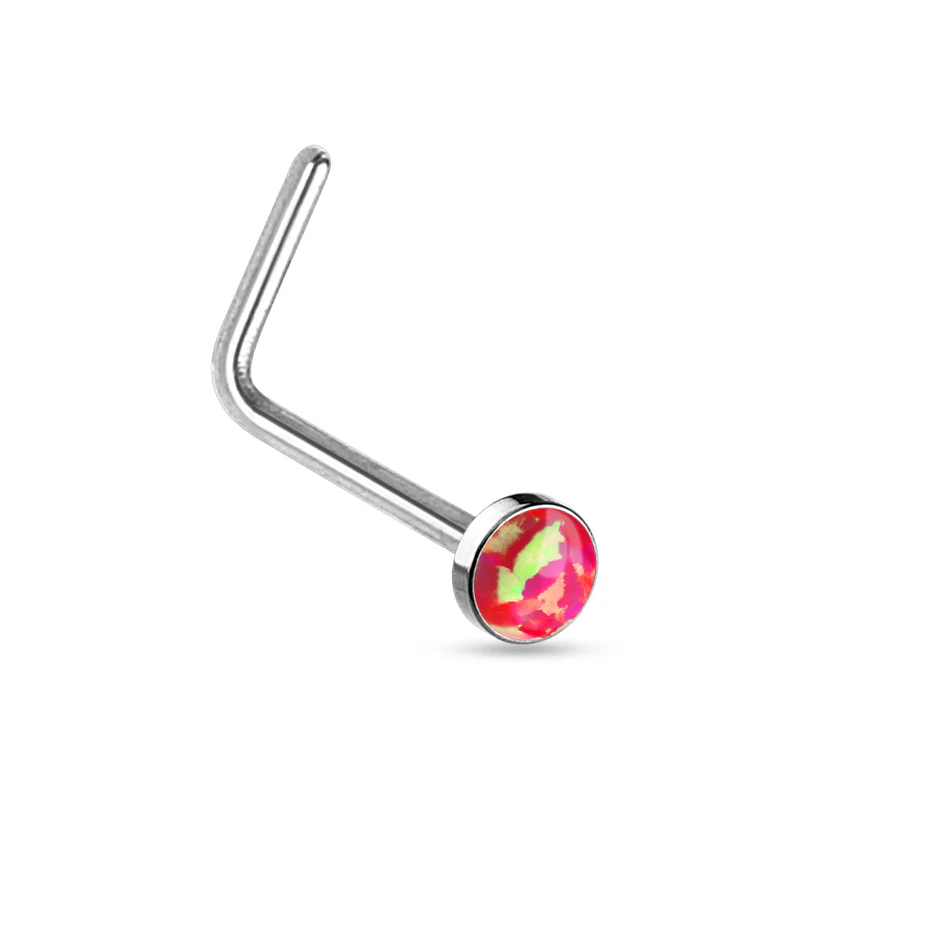 2.5 MM Opal Stone Top Surgical Steel "L" bend Nose Stud Rings - Image 7